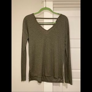 Womens green sweater with cut out back